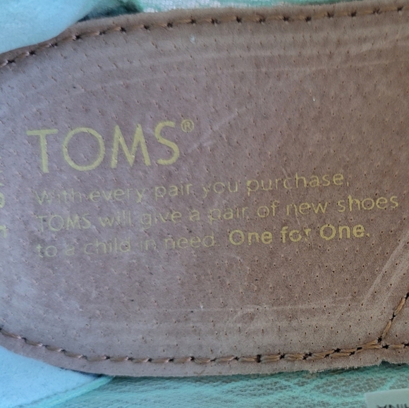 Tom's Espadrille Aqua Blue Floral Lace Slip On Women's Shoes Size 8.5 NWOT - Picture 8 of 8